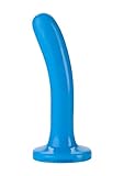 Doc Johnson Platinum Premium Silicone - The Slim - 6.15 in. Long and 1.1 in. Wide - Dildo - O-Ring Harness Compatible - Blue