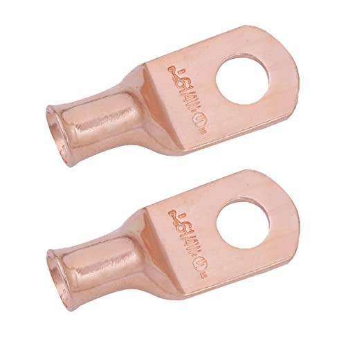SELTERM 2pcs 6 AWG 1/4" Stud (Wide Pad) Copper Wire