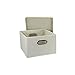 Household Essentials Fabric Storage Boxes with Lids and Handles, Natural