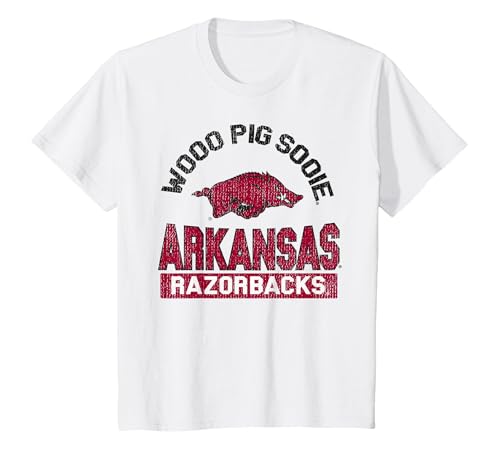 Arkansas Razorbacks Vintage Wooo Pig Sooie T-Shirt, Youth, White, X-Small