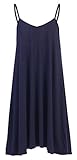 Casual Spaghetti Strap Cover Up Short Dresses: Beach Sun Cruise Loose Halter Tank Summer Sleep Club Evening Lounge Navy M