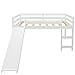 Harper & Bright Designs Twin Loft Bed with Slide for Kids, Wood Low Sturdy Loft Bed, No Box Spring Needed, White