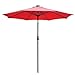 Yeshom 9' Outdoor Solar Powered LED Umbrella 8 Ribs w/32 Lights Patio Garden Market Umbrella Tilt and Crank UV30 Red