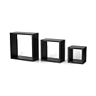 Melannco Square Wood Shelves, Set of 3, Black
