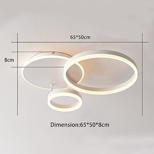 MOUNM Bedroom Chandelier, LED Ceiling Light Dimmable 3000K-6000K Aluminium, 54W 5400lm, for Bedroom, Living Room, Living Room, with Remote Control, Three Circles