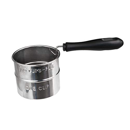 WONdere New Stainless Steel Cup Flour Sifter Baking Stainless Steel Shaker Sieve Cup Mesh Crank Flour Sifter with Measuring Scale Mark for Flour Icing Sugar