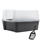 IRIS Open Top Cat Litter Box Kit with Shield and Scoop, Gray (Misc.)