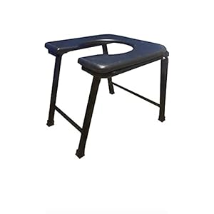 YASH Folding Stainless Steel Mobile Commode Chair with Anti-Skid Toilet Seat(Blue)