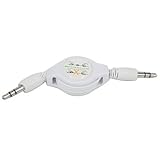 Mocase Auxiliary White Retractable Cable Cord for All Mp3 Ipod Iphone Samsung Cell Phones Car Stereos 3.5mm