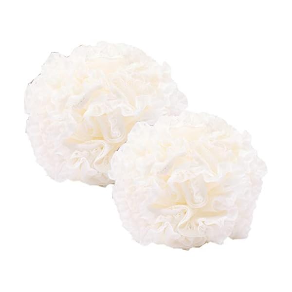 Cadialan-Multicolor-Bath-Ball-Puff-Shower-Sponge-Bath-Bathing-Accessory-Shower-Body-Buffer-2pcs-White Cadialan Multicolor Bath Ball Puff Shower Sponge Bath Bathing Accessory Shower Body Buffer 2pcs (White)
