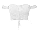 Creabygirls Womens Cute Off The Shoulder Crochet Lace Up Crop Top (White, L)