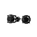 .75CT Black On Black Round Solitaire Cubic Zirconia Stud Earrings For Men Women CZ Screw Back Plated .925 Sterling Silver