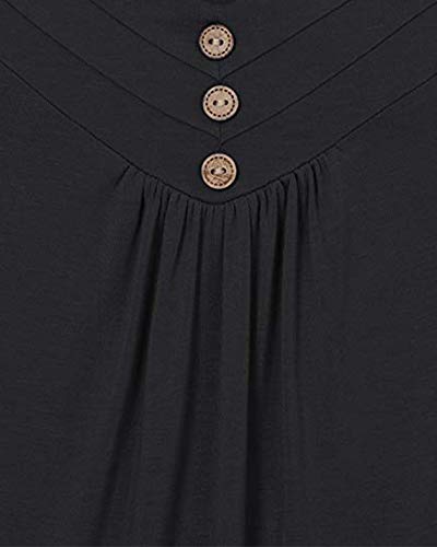 POPTEM Womens V Neck Flowy Tunic Tank Tops Sleeveless Loose Camisole Plain Shirts Cami Blouse Black