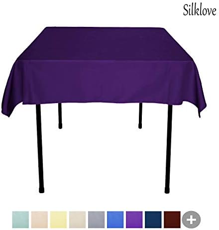 SilkLove Tablecloth - 54 x 54 Inch -Purple-Square Polyester Table Cloth, Wrinkle,Stain Resistant - Great for Buffet Table, Parties, Holiday Dinner & More