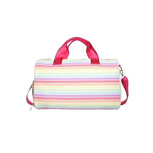 Olivia Miller Girl's Duffel Bag, Overnight Cute Pink Rainbow Multicolor
