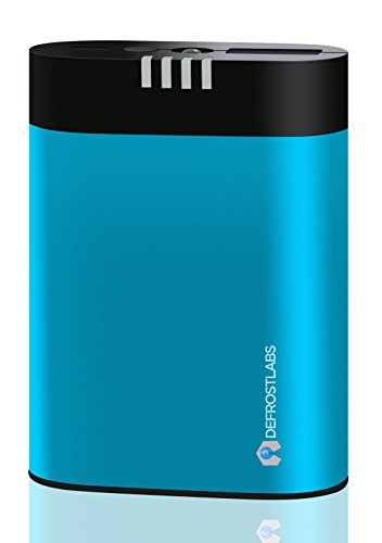 Defrost Labs 3-in-1 Rechargeable Hand Warmer, Battery Charger and LED Flashlight with Velvet Bag and USB Charging Cable - Aqua