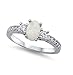 CloseoutWarehouse Oval Center Simulated Opal Ring Sterling Silver (Color Options, Sizes 3-13)