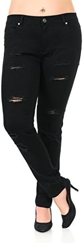 Pasion Women's Jeans - Plus Size - High Waist - Push Up - Style CH089 - Black - Size 28