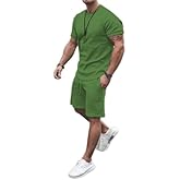 congluoki Men's Shirt and Shorts Set 2 Piece Outfits Fashion Summer Tracksuits Casual Sportwear Set