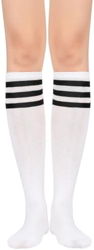 Calcetines Hasta La Rodilla De Rayas Blancas Y Negras – Medias De Carnaval, Suaves Y Cómodas, Talla 37-41, Versátiles Para Diario