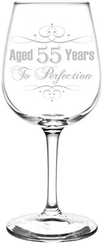 (55th) Aged To Perfection Elegant &amp; Vintage Birthday Celebration Inspired - Laser Engraved 12.75oz Libbey All-Purpose Wine Taster Glass