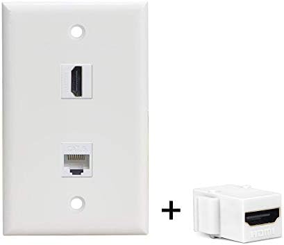 Hdmi Ethernet Wall Plate Faceplate, 4K HDMI RJ45 Cat6 Ethernet Face Plate Female to Female for HDTV