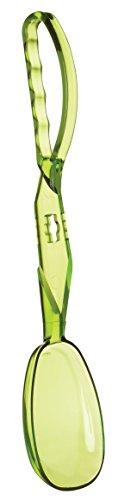 HIC Kitchen Salad Tong, Hinged Design, Detachable Fork and Spoon Green