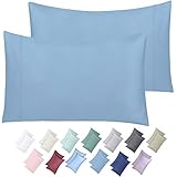California Design Den 600-Thread-Count Cotton Dusty Blue Standard Size Pillowcases - Long-Staple Combed Cotton Bed Pillow Covers for Sleeping, Soft & Silky Sateen Weave