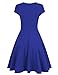 MISSKY Women's Cap Sleeve V Neck Swing Casual Dresses for Women,Blue M