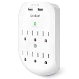 6-Outlet Surge Protector, Wall Outlet Extender Multi Plug Outlet Wall Adapter with 2 USB Charging Ports 2.4 A, 490 Joules, ETL Certified-White for Home, School, Office