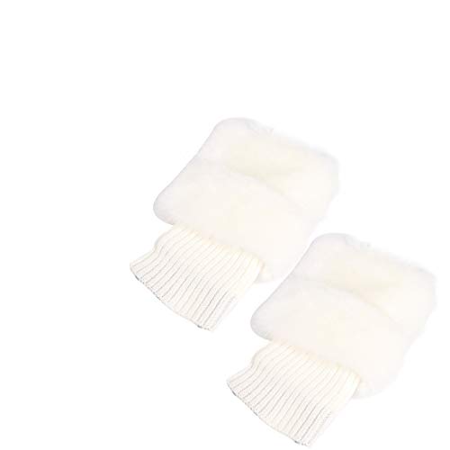 Women's Leg Warmers Furry Knitted Boots Socks Boot Topper Cuff Knit Crochet Leg Warmer - White
