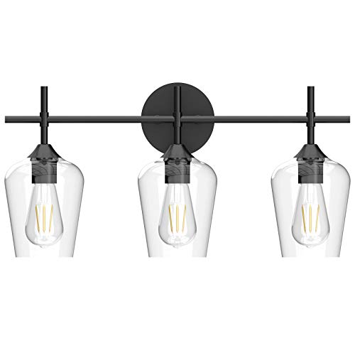 Ralbay Industrial Bathroom Vanity Light Fixtures 3Lights Matte Black