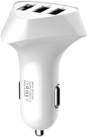 Car Charger,Yaletu 3.1Amps Triple USB Port Car Charger for Apple and Android Devices-White