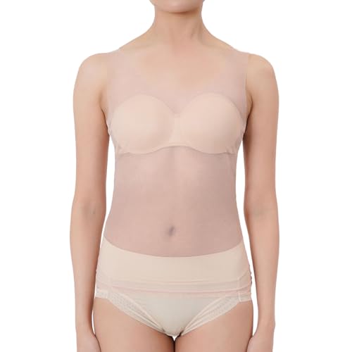 【fukuske FUN(フクスケファン)】SKIN TONE スキントーン 無地 タンクトップ 1枚組 カップ付き パッド部分吸水速乾 シームレス 福助 fukuske