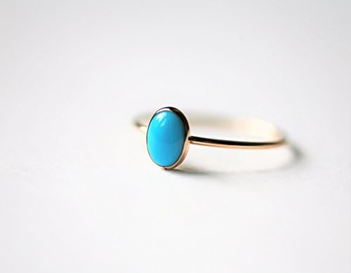 Size 7 Oval Sleeping Beauty Turquoise and 14K Gold Filled Skinny Ring