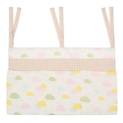 THUN - Tasca portaoggetti per culla - Esterno: 82% poliestere, 10% cotone, imbottitura: 100% poliestere - Collezione Baby Dolce Fattoria - 30 x 50 cm