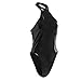 FEESHOW Women's Metallic One Piece Thong Bodycon Backless Leotard Black S