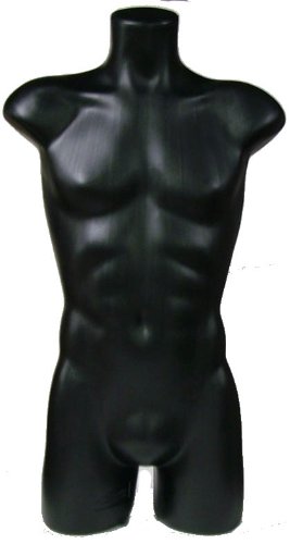 Male 3/4 Torso Dress Form Mannequin Display Bust Black (50023)