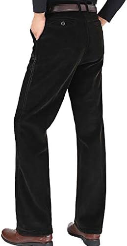JXG Men Leisure Fleece Lined Straight Leg Thicken High Rise Corduroy Pants