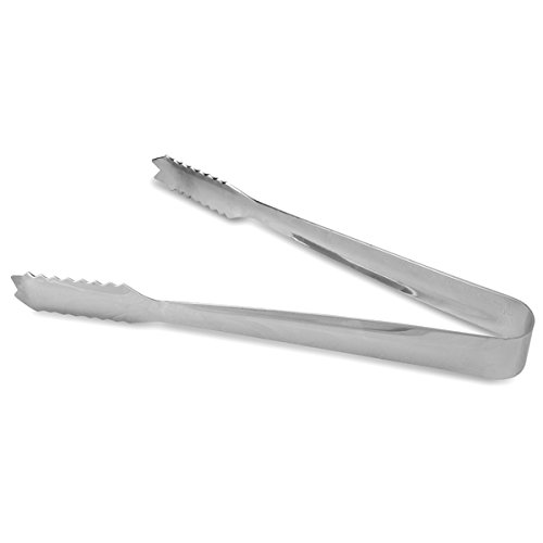 Genware Stainless Steel Ice Tongs 6.5inch Bar Ice Tongs, Ice Bucket