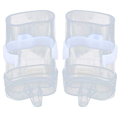 Ozzptuu Acrylic Bird Waterer Bird Feeders No Spill Clear Pet Feeder Water Cup Dispenser with Automatic Feeding for Cage (Set of 2)