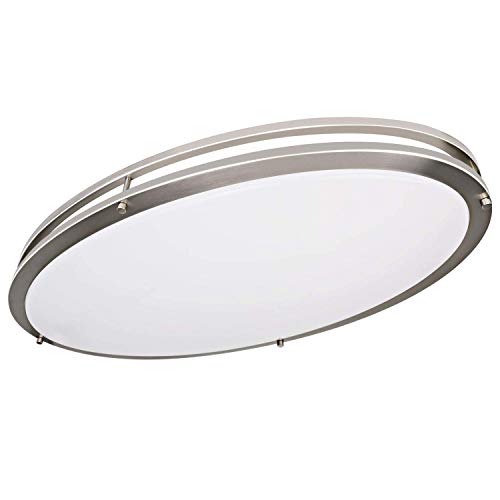 Hykolity 32 Inch Oval LED Ceiling Light, 35W [300W Equivalent] 3100Lm 4000K BN Finish Dimmable Saturn Flushmount Ceiling Light for Bedroom, Restroom, Walk in Closet, Washroom, Living Room
