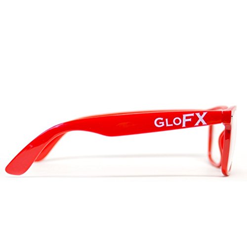 GloFX Diffraction Glasses - Red - 3D Prism Firework Grating