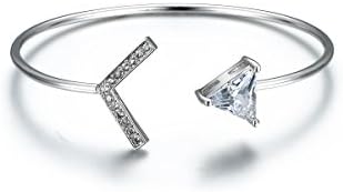 Evermarker Synthetic Material and Zircon Arrow-shaped Bracelet Cuff Women Adjustable Bangle Bracelet