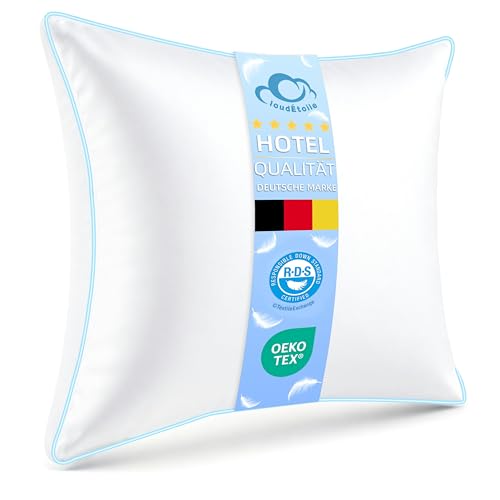 CloudÉtoile Pillow 80 x 80 cm Down Pillow Feather Pillow - Pillow 80 x 80 cm Down and Feathers Bed Pillow in Hotel Quality - 3-Chamber Down Pillow Sleeping Pillow Oeko-Tex Certified - Sleep Like on