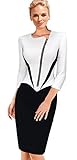 Babyonline Office OL Wear to Work Front Zip Patchwork Casual Party Pencil Dress