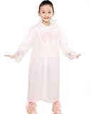 AIRCEE Age 6~12 Kids Hooded Jacket Rain Poncho Raincoat Cover Long Rainwear (White)