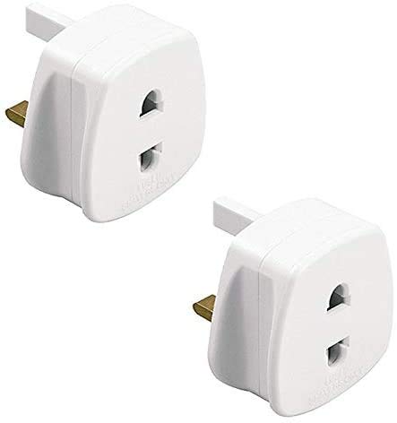 Sojon® 2x Pack of Shaver Adaptor UK 3 Pin to 2 Pin Socket Plug Fuse ideal for Electric Toothbrush, Bathroom Shaving and more - White