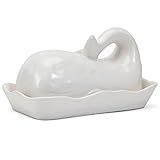 Bits and Pieces - The White Whale Ceramic Butter Dish - Whale Shaped Butter Dish