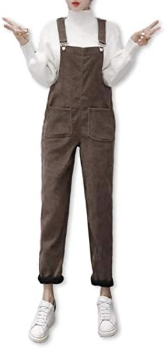 【カナエルン】 コーデュロイタイプ オーバーオール 裏シャギー 暖かい レディース オールインワン サロペット つなぎ